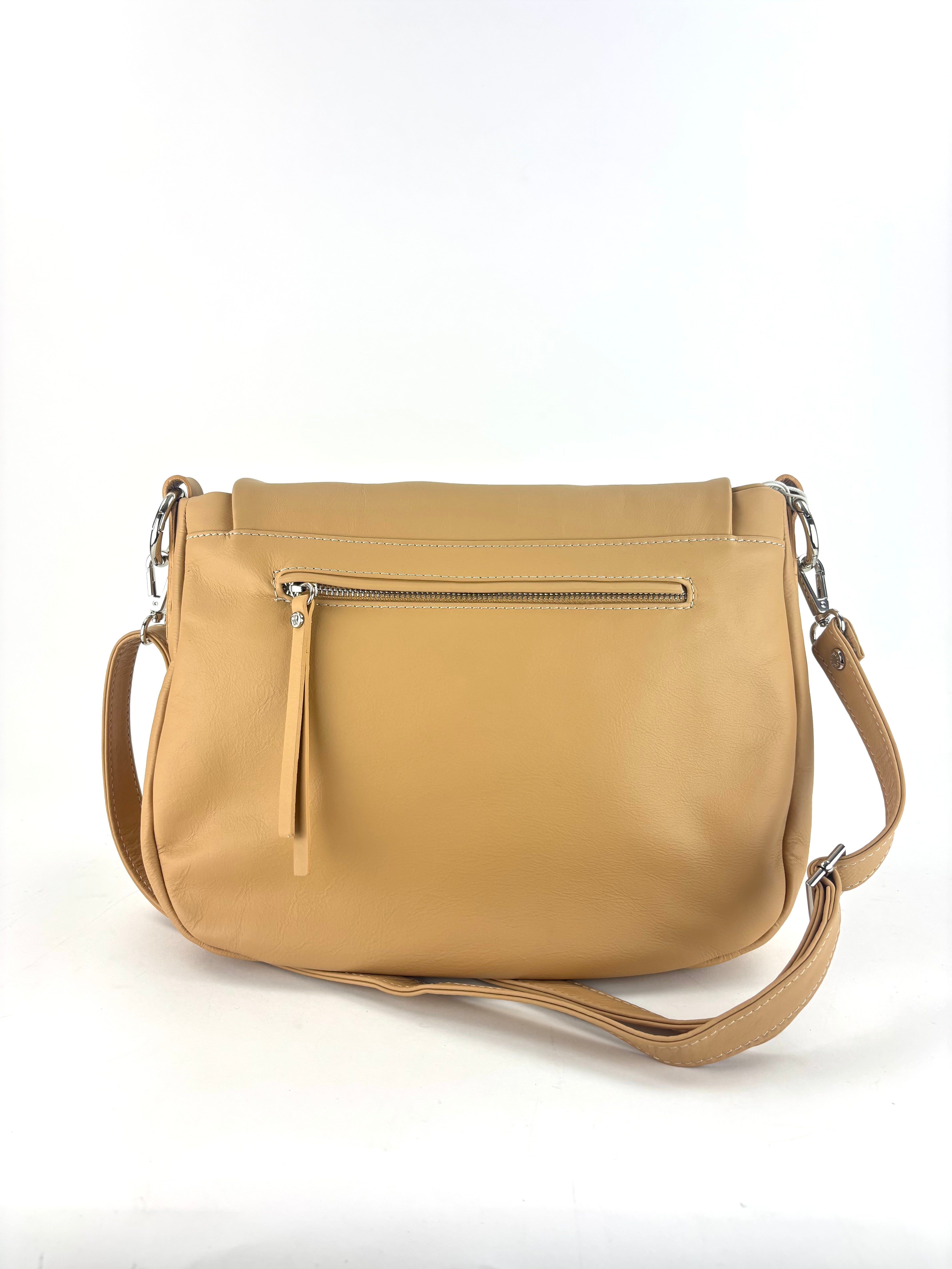 Ultrasmooth Calfskin Multi Compartment Shoulder Bag Camel - Big Bag NY