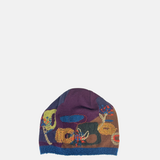 Wool Blend Hand Embroidered Hat in Purple