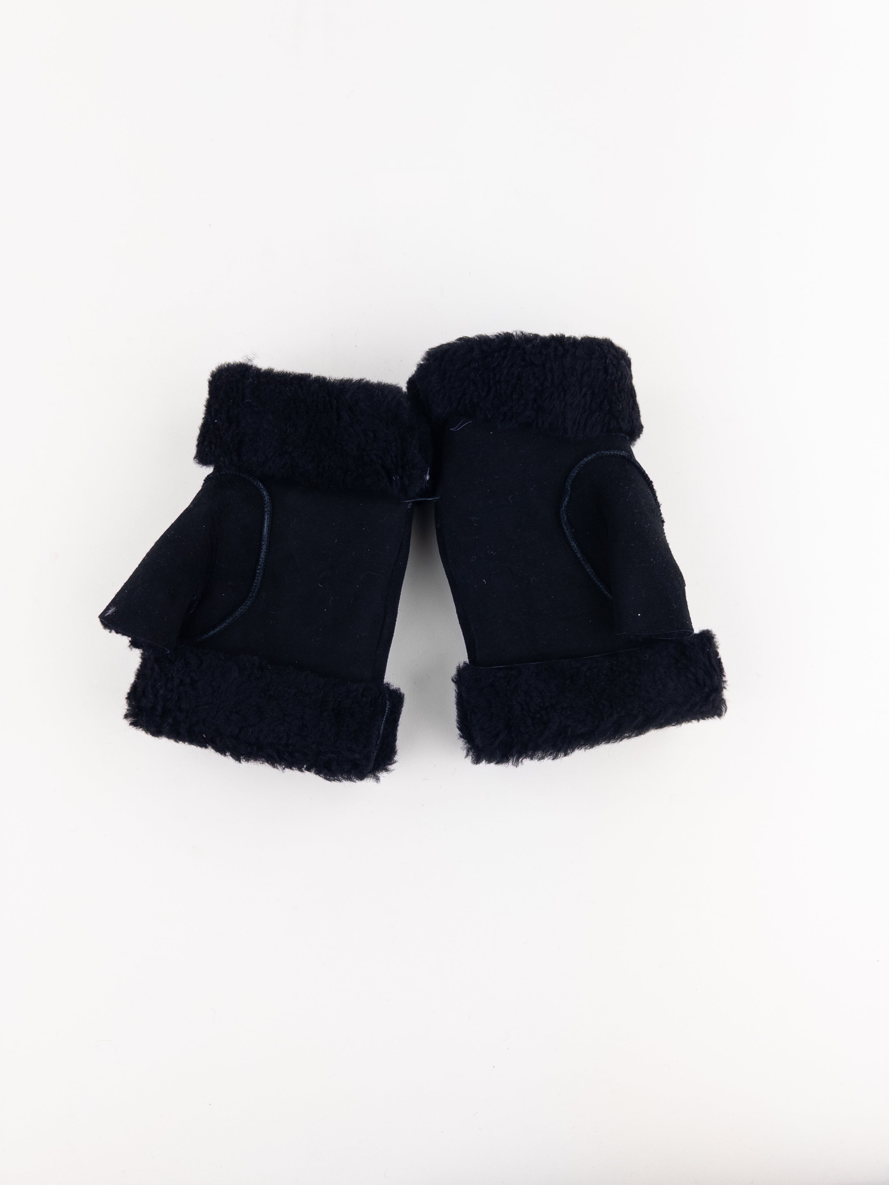 Black Santacana Shearling Fingerless Gloves - Big Bag NY