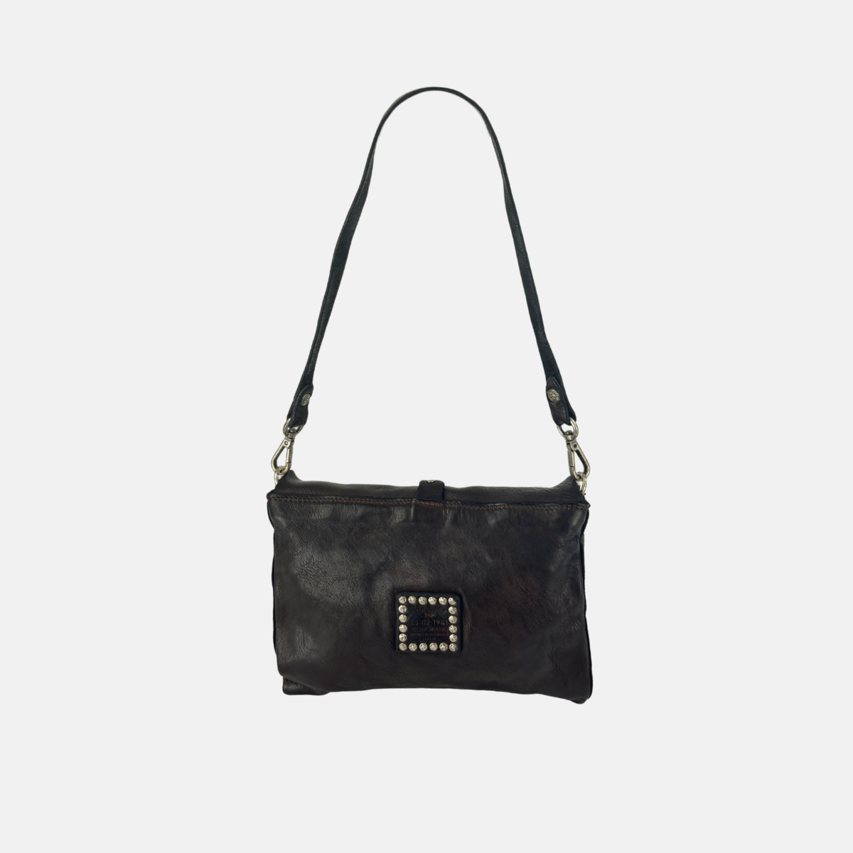 Campomaggi ELGA Studded Medium Flap Shoulder Bag in Brown - Big Bag NY