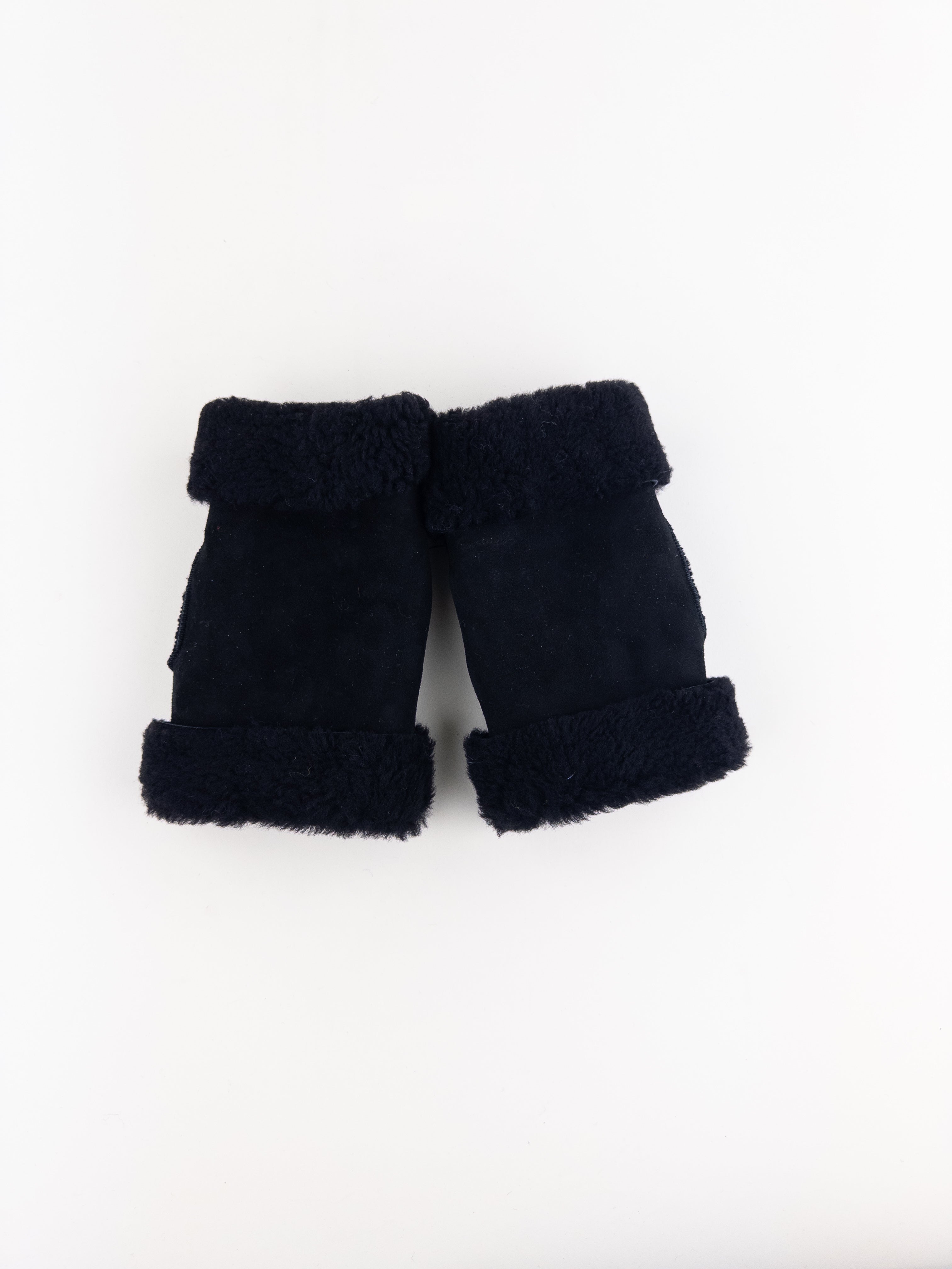 Black Santacana Shearling Fingerless Gloves - Big Bag NY