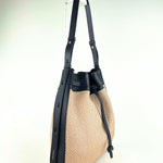 LORISTELLA Zoe Raffia and Leather Draw-String Tote Black - Big Bag NY