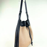 LORISTELLA Zoe Raffia and Leather Draw-String Tote Black - Big Bag NY