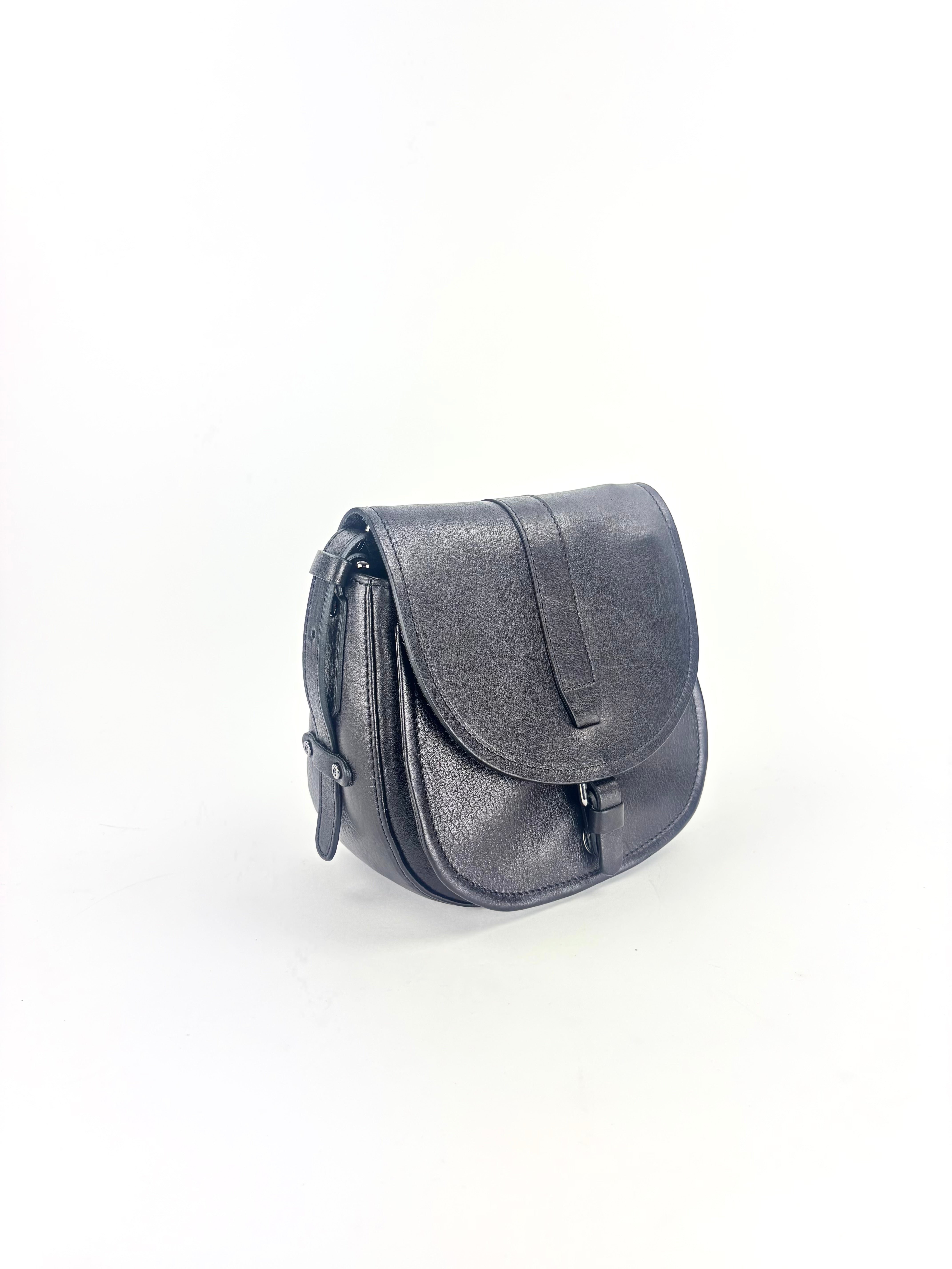 Medium Tuscan Leather Saddle Bag Black - Big Bag NY