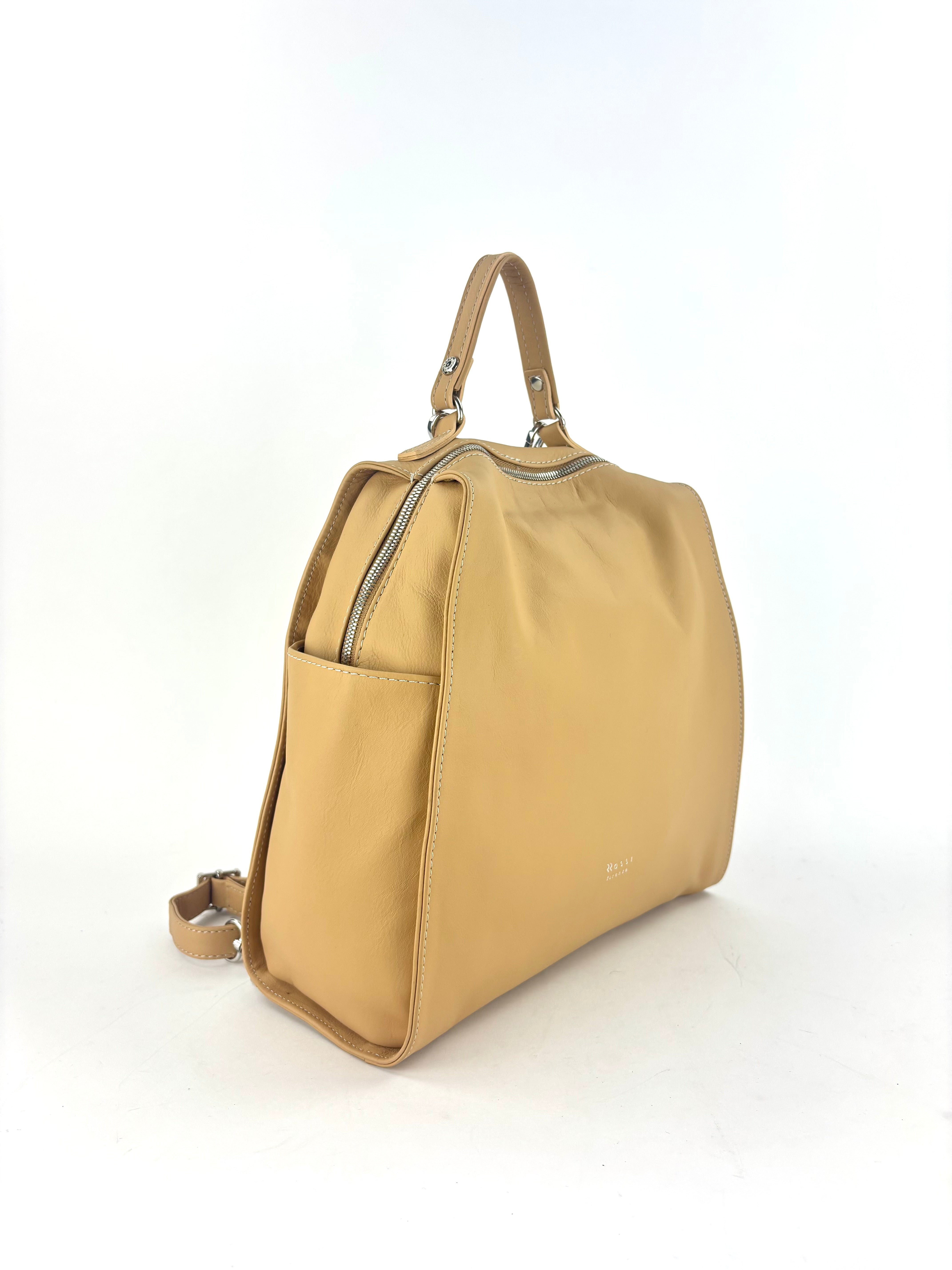 Ultrasmooth Calf Leather Box Backpack Camel - Big Bag NY