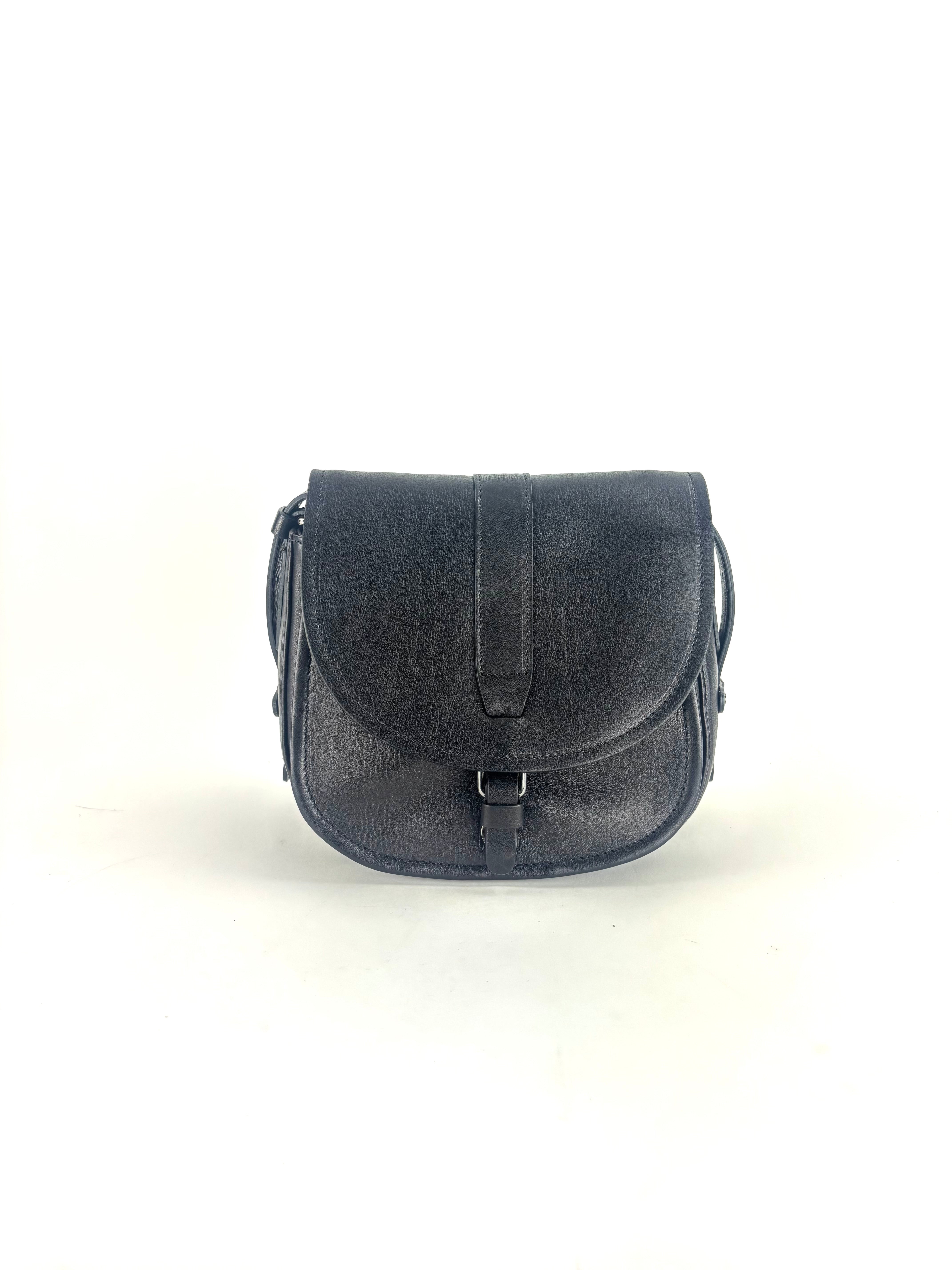 Medium Tuscan Leather Saddle Bag Black - Big Bag NY