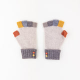 Santacana Wool and Angora Fingerless Multicolor Glove in Beige - Big Bag NY
