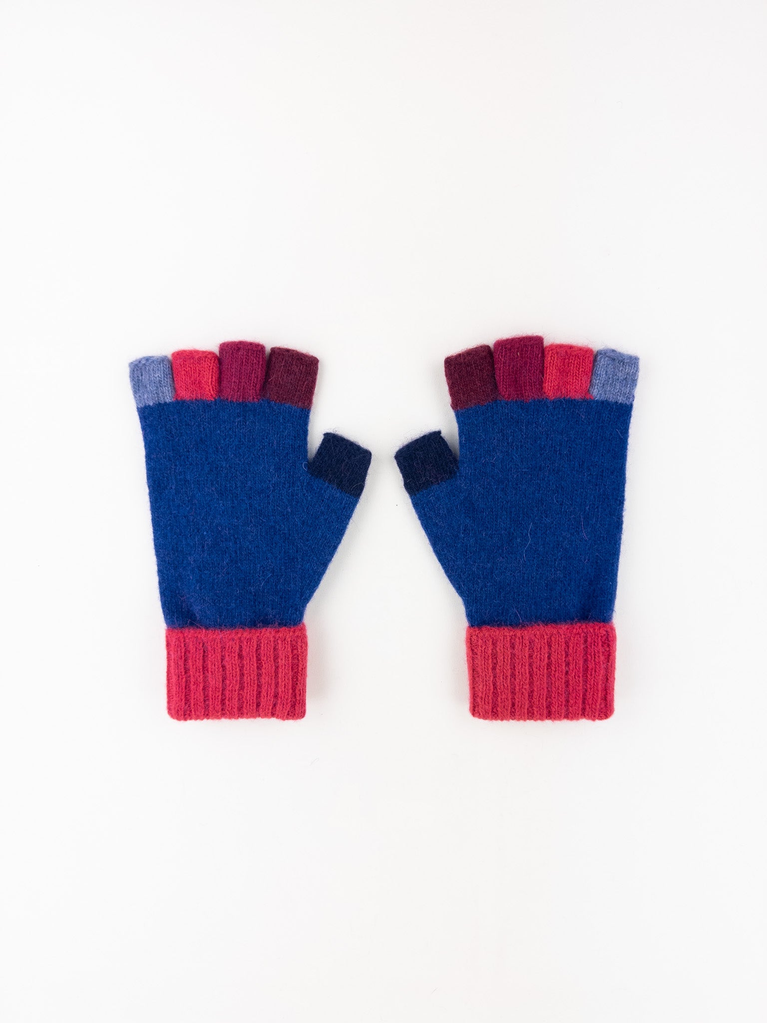 Santacana Wool and Angora Fingerless Multicolor Glove in Azul - Big Bag NY