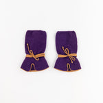 Santacana Merino and Cashmere Fingerless Glove with Leather Ribbon In Purple - Big Bag NY