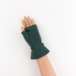 Santacana Merino and Cashmere Fingerless Glove with Leather Ribbon In Forest - Big Bag NY