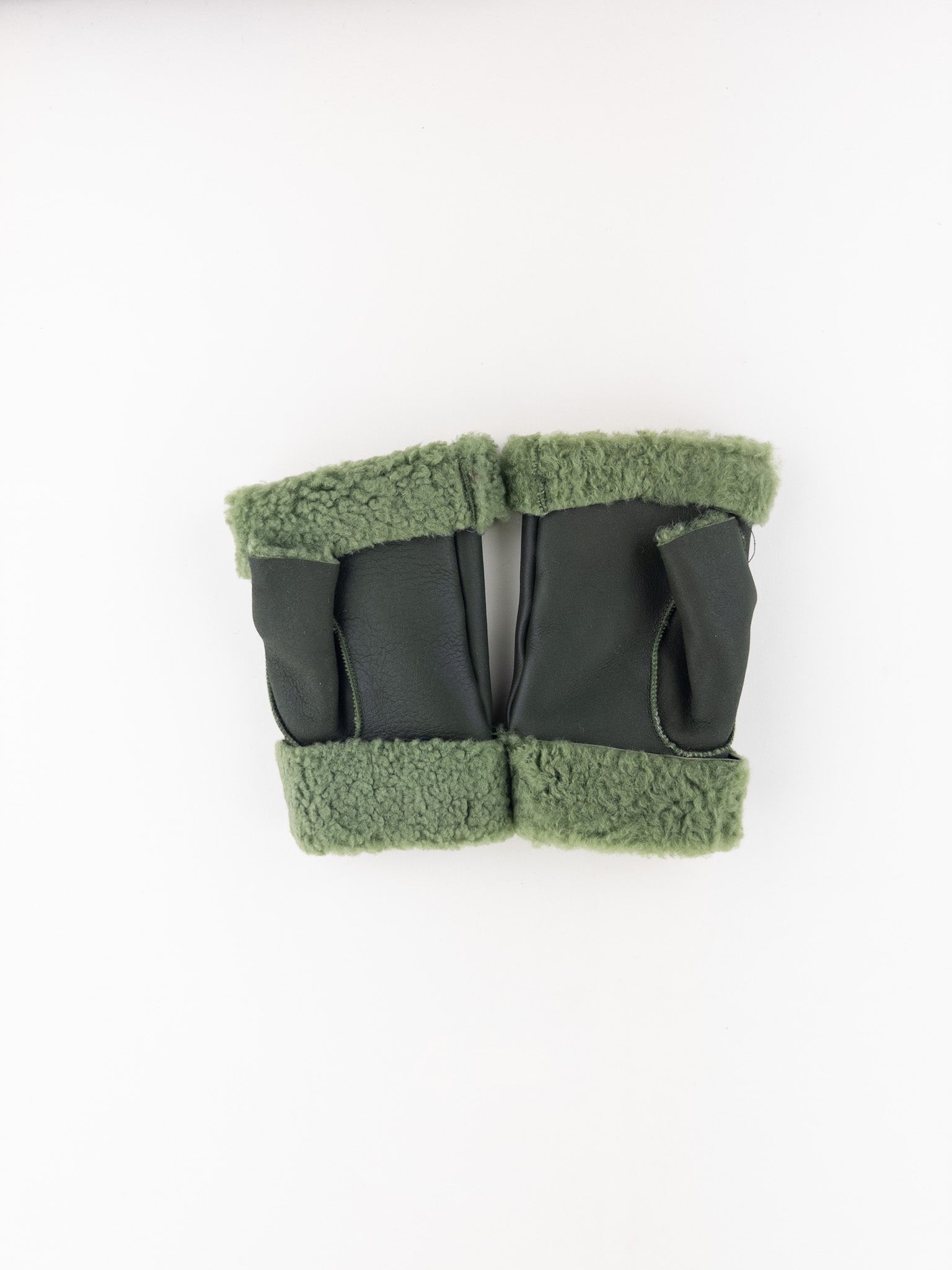 Green Santacana Shearling Fingerless Gloves - Big Bag NY