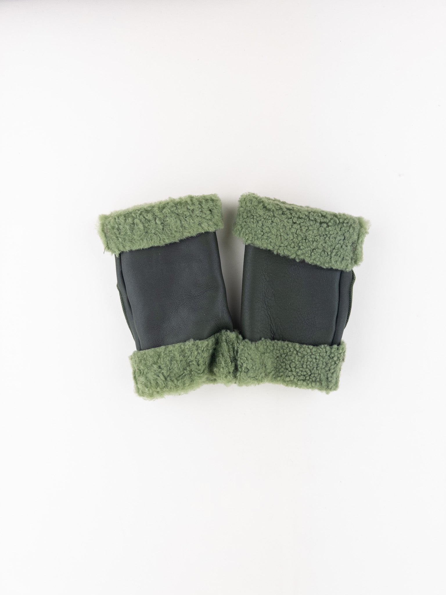 Green Santacana Shearling Fingerless Gloves - Big Bag NY