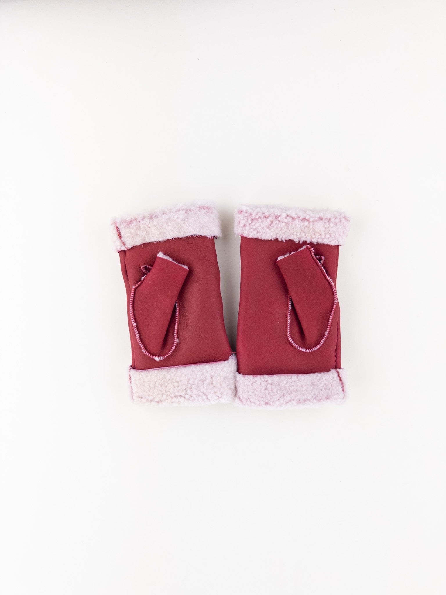 Red Santacana Shearling Fingerless Gloves - Big Bag NY