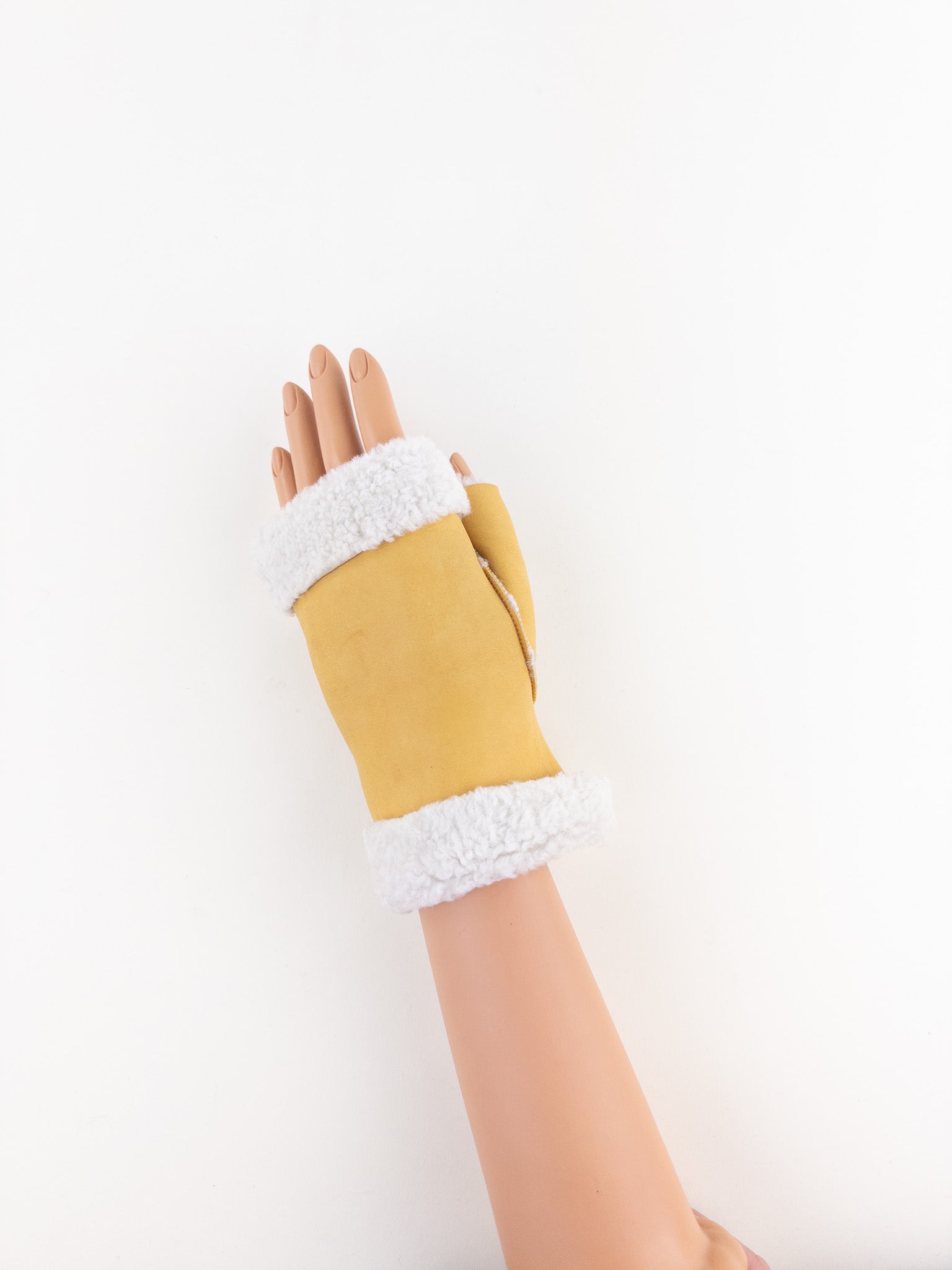 Yellow Santacana Shearling Fingerless Gloves - Big Bag NY