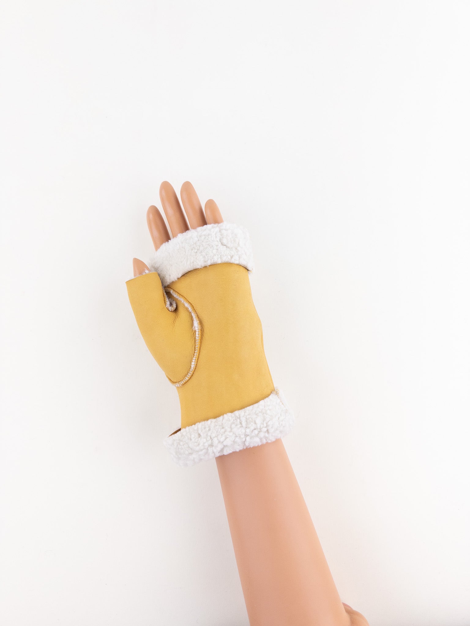 Yellow Santacana Shearling Fingerless Gloves - Big Bag NY