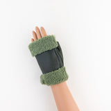 Green Santacana Shearling Fingerless Gloves - Big Bag NY