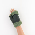 Green Santacana Shearling Fingerless Gloves - Big Bag NY