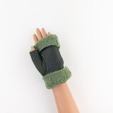 Green Santacana Shearling Fingerless Gloves - Big Bag NY