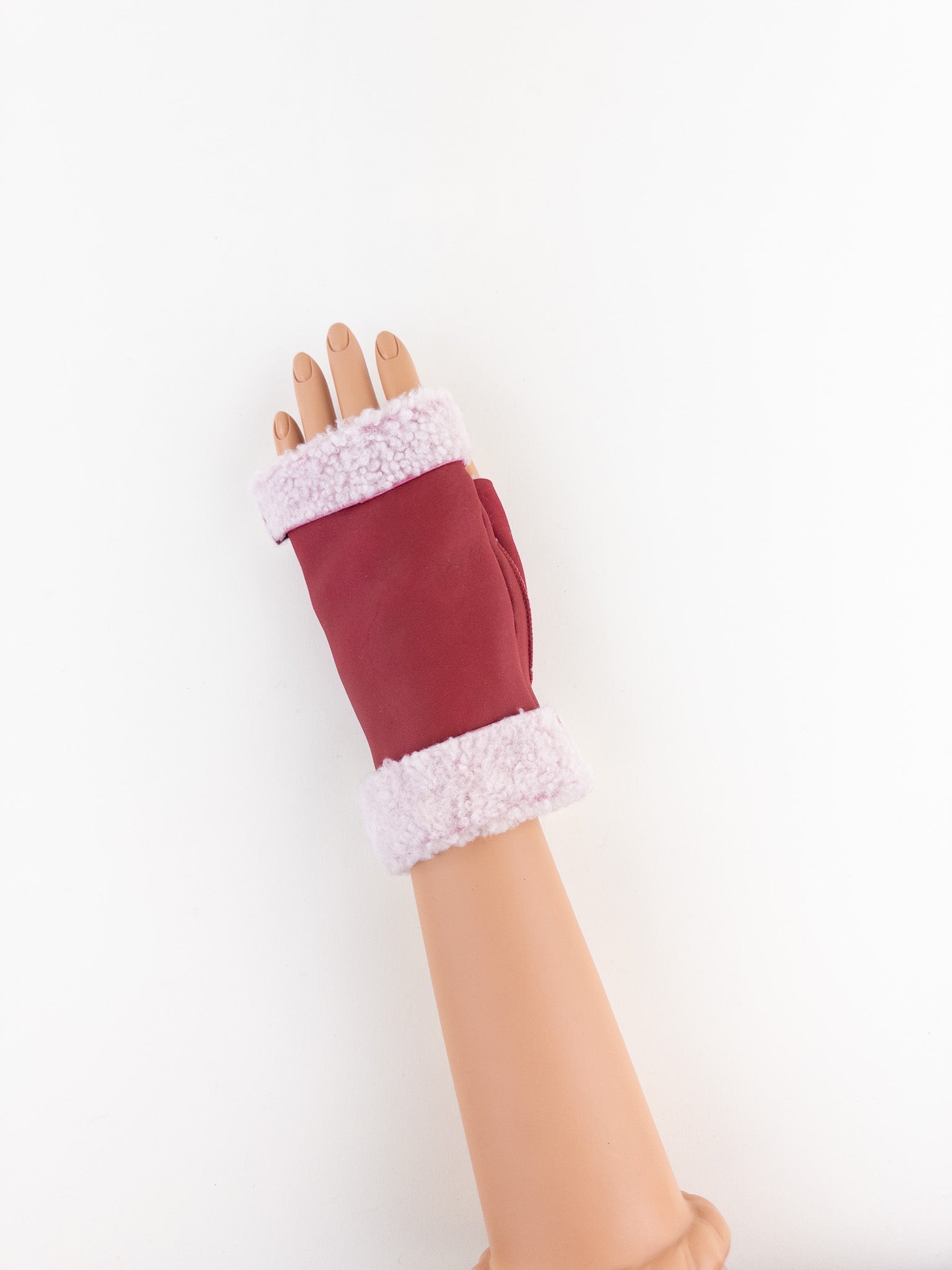 Red Santacana Shearling Fingerless Gloves - Big Bag NY