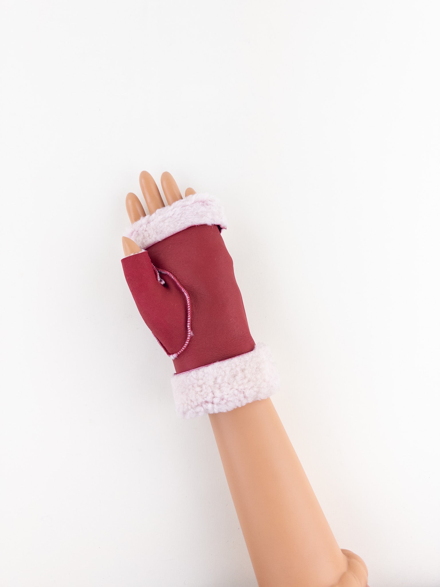 Red Santacana Shearling Fingerless Gloves - Big Bag NY
