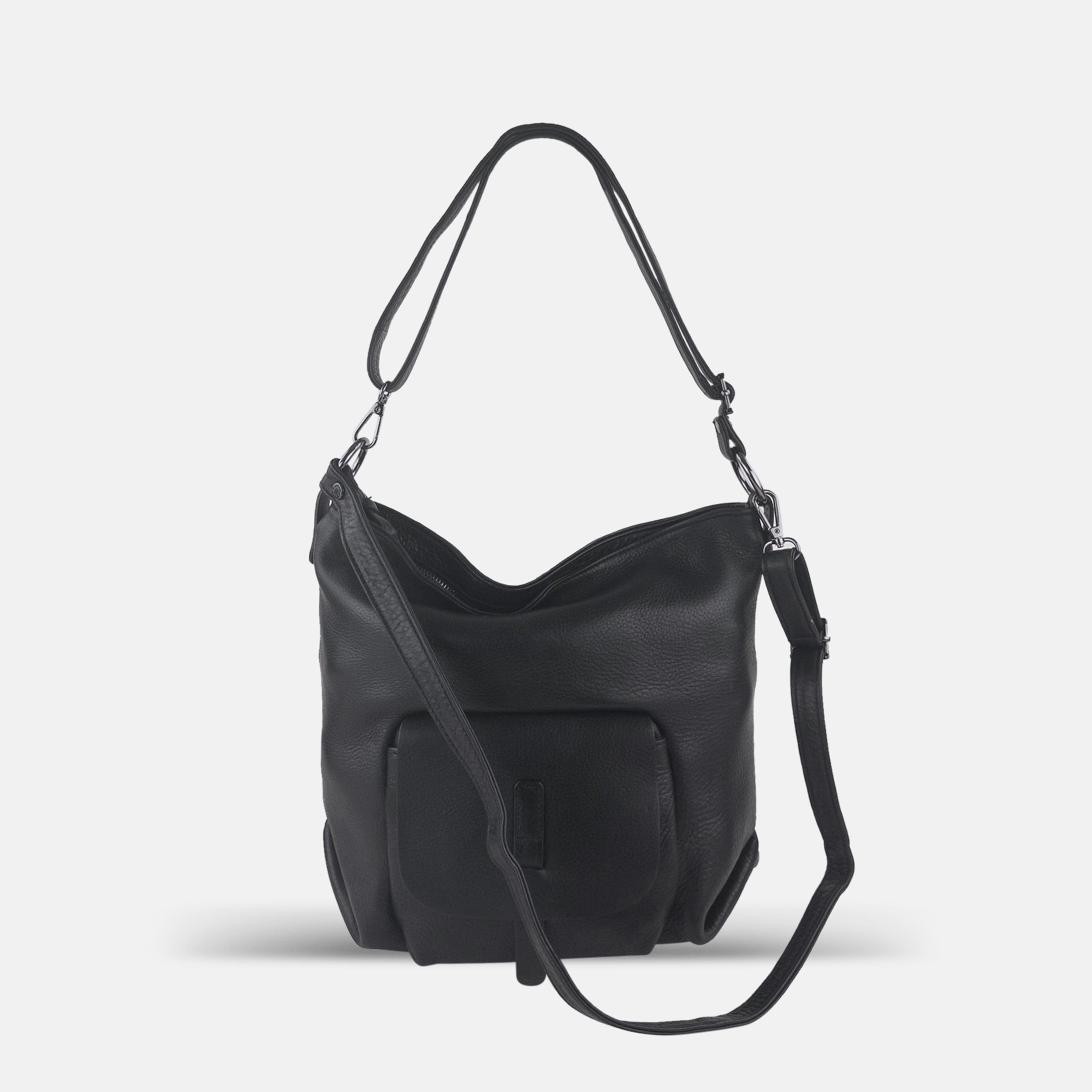 Rossi Convertible 3-Way Leather Bag in Black - Big Bag NY