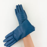 Gala 3 Button Leather Gloves with Cashmere Lining in Petrol - Big Bag NY