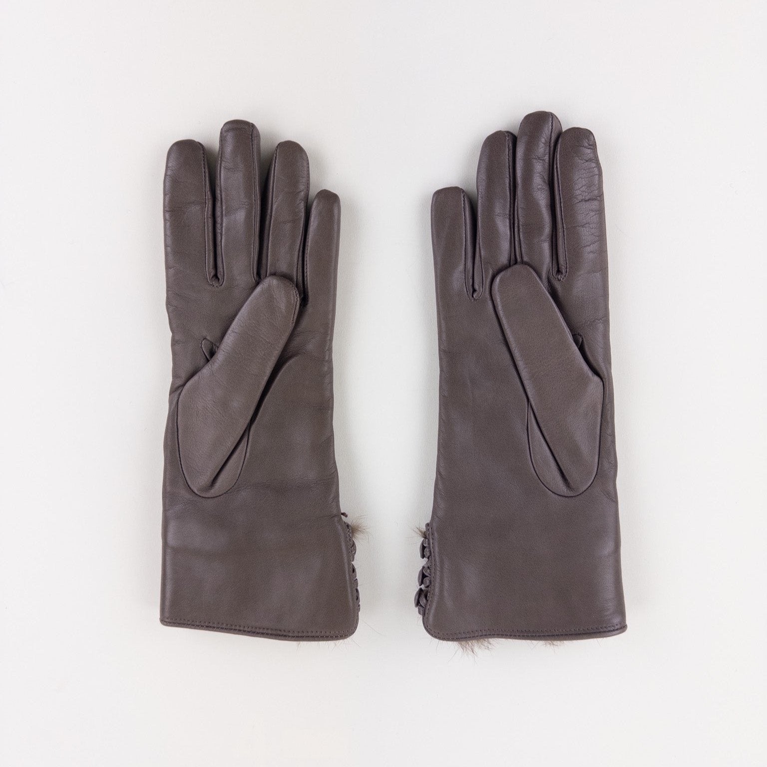 Gala 3 Button Leather Gloves with Cashmere Lining in Taupe - Big Bag NY