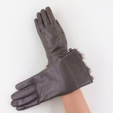 Gala 3 Button Leather Gloves with Cashmere Lining in Taupe - Big Bag NY