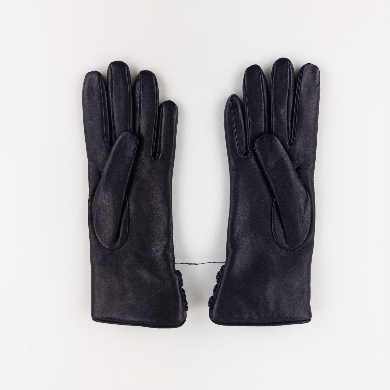 Gala 3 Button Leather Gloves with Cashmere Lining in Black - Big Bag NY