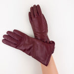 Gala 3 Button Leather Gloves with Cashmere Lining in Rhum - Big Bag NY