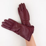 Gala 3 Button Leather Gloves with Cashmere Lining in Rhum - Big Bag NY