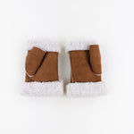 Gala Fingerless Shearling Glove with Contrast Trim in Tan - Big Bag NY