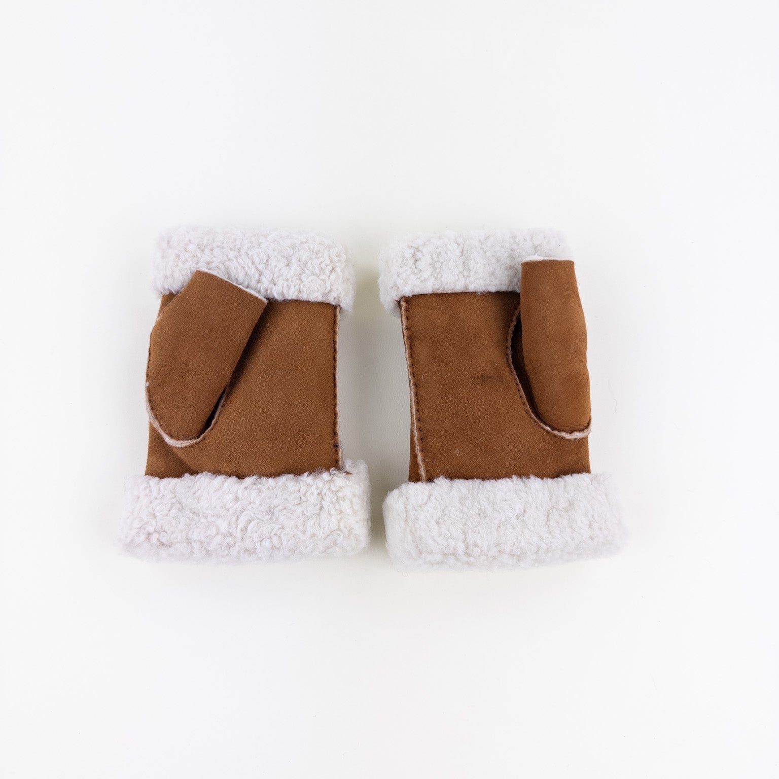 Gala Fingerless Shearling Glove with Contrast Trim in Tan - Big Bag NY