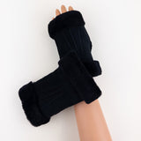 Gala Fingerless Shearling Glove in Black - Big Bag NY