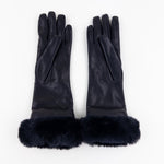 Gala Mid-length Nappa Leather Gloves with Cashmere Lining in Black - Big Bag NY