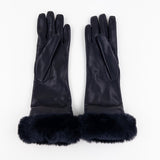Gala Mid-length Nappa Leather Gloves with Cashmere Lining in Black - Big Bag NY