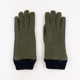 Artigiano Del Guanto Quilted Leather Glove in Khaki - Big Bag NY