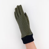 Artigiano Del Guanto Quilted Leather Glove in Khaki - Big Bag NY