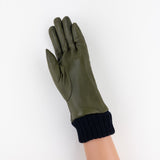 Artigiano Del Guanto Quilted Leather Glove in Khaki - Big Bag NY