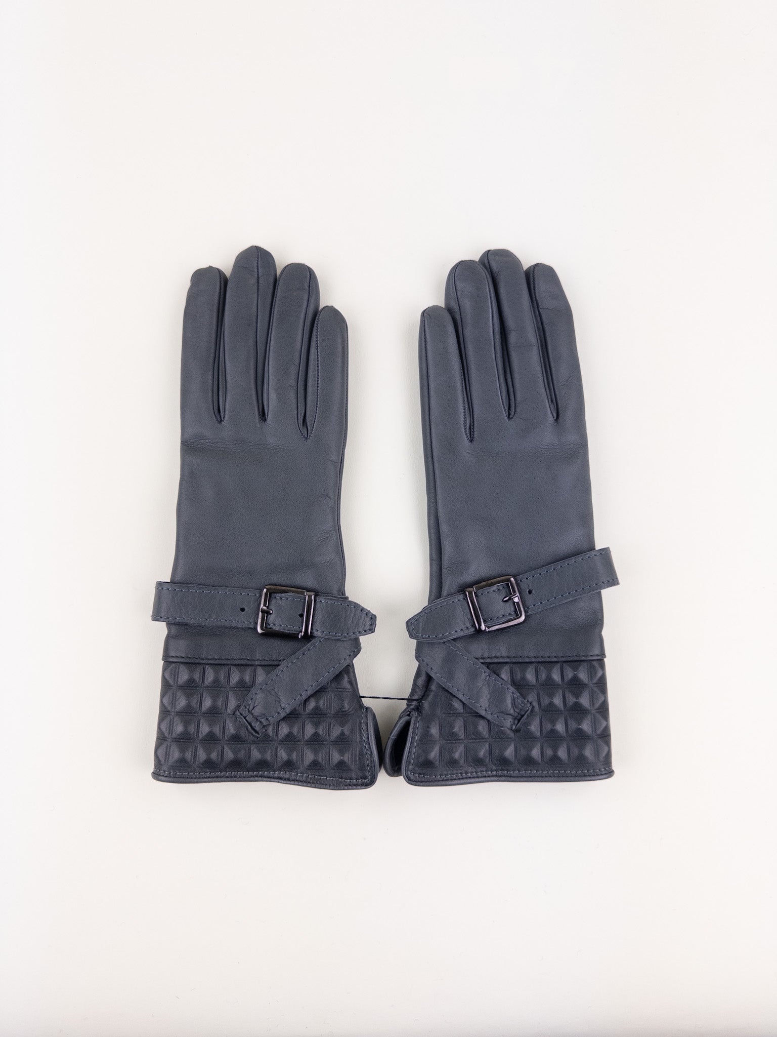 Artigiano Del Guanto Studded Leather Glove with Buckle in Grey - Big Bag NY