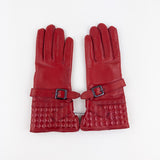 Artigiano Del Guanto Studded Leather Glove with Buckle in Red - Big Bag NY
