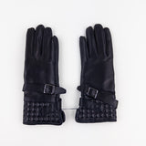 Artigiano Del Guanto Studded Leather Glove with Buckle in Black - Big Bag NY