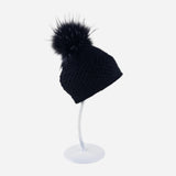 Angiolo Frasconi Alpaca Blend Hat with Pom Pom in Black - Big Bag NY