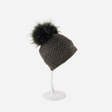 Angiolo Frasconi Alpaca Blend Hat with Pom Pom in Khaki - Big Bag NY
