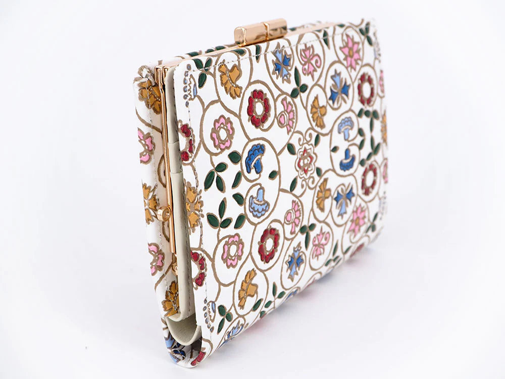 Kobana Tiny Flowers Gamasatsu Square Billfold with Clasp - Big Bag NY
