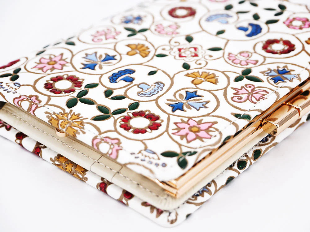 Kobana Tiny Flowers Gamasatsu Square Billfold with Clasp - Big Bag NY