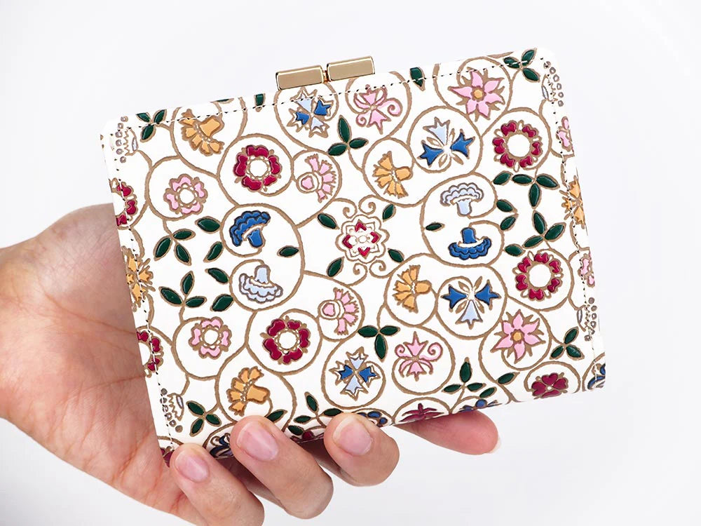 Kobana Tiny Flowers Gamasatsu Square Billfold with Clasp - Big Bag NY