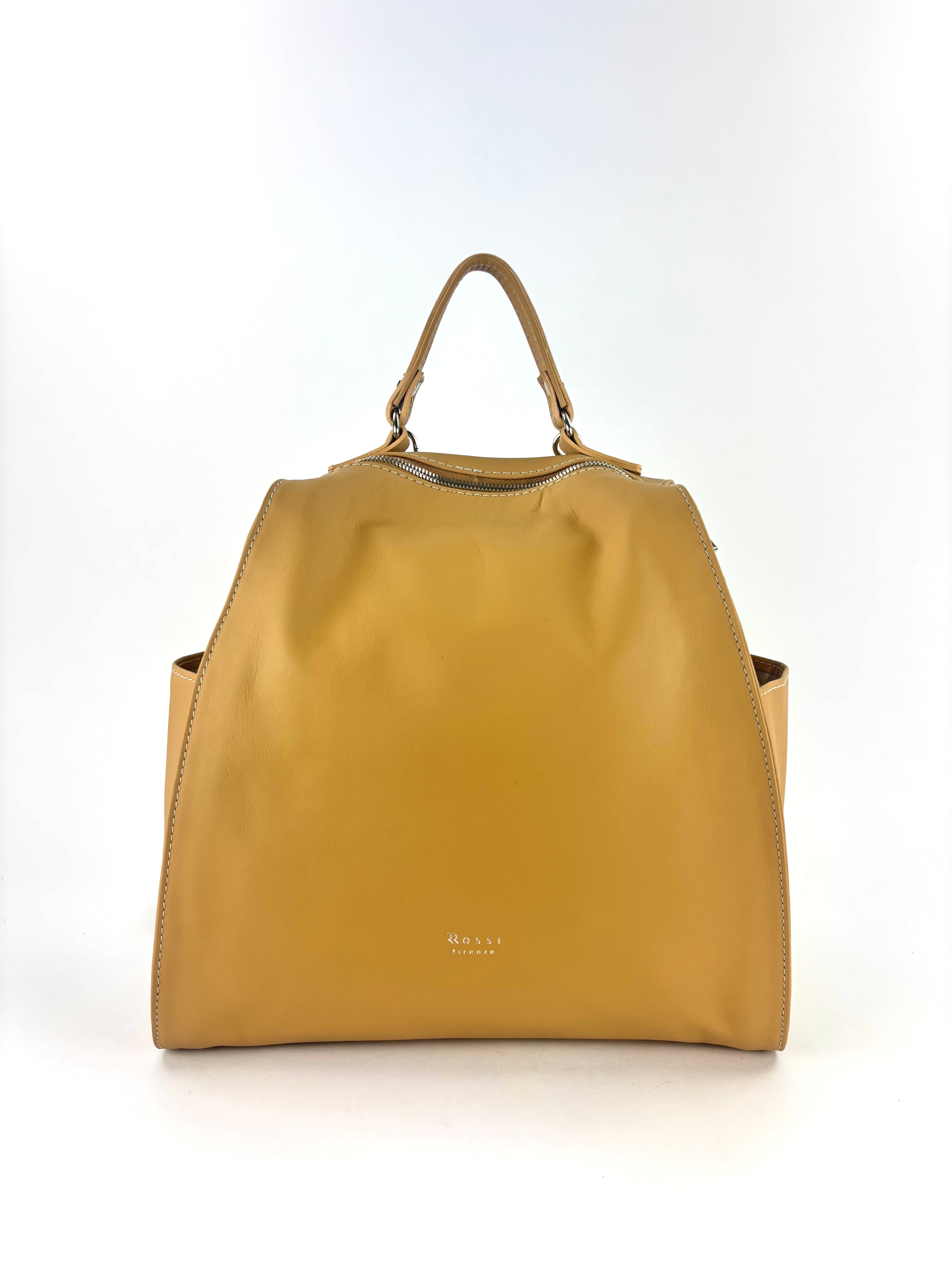 Ultrasmooth Calf Leather Box Backpack Camel - Big Bag NY