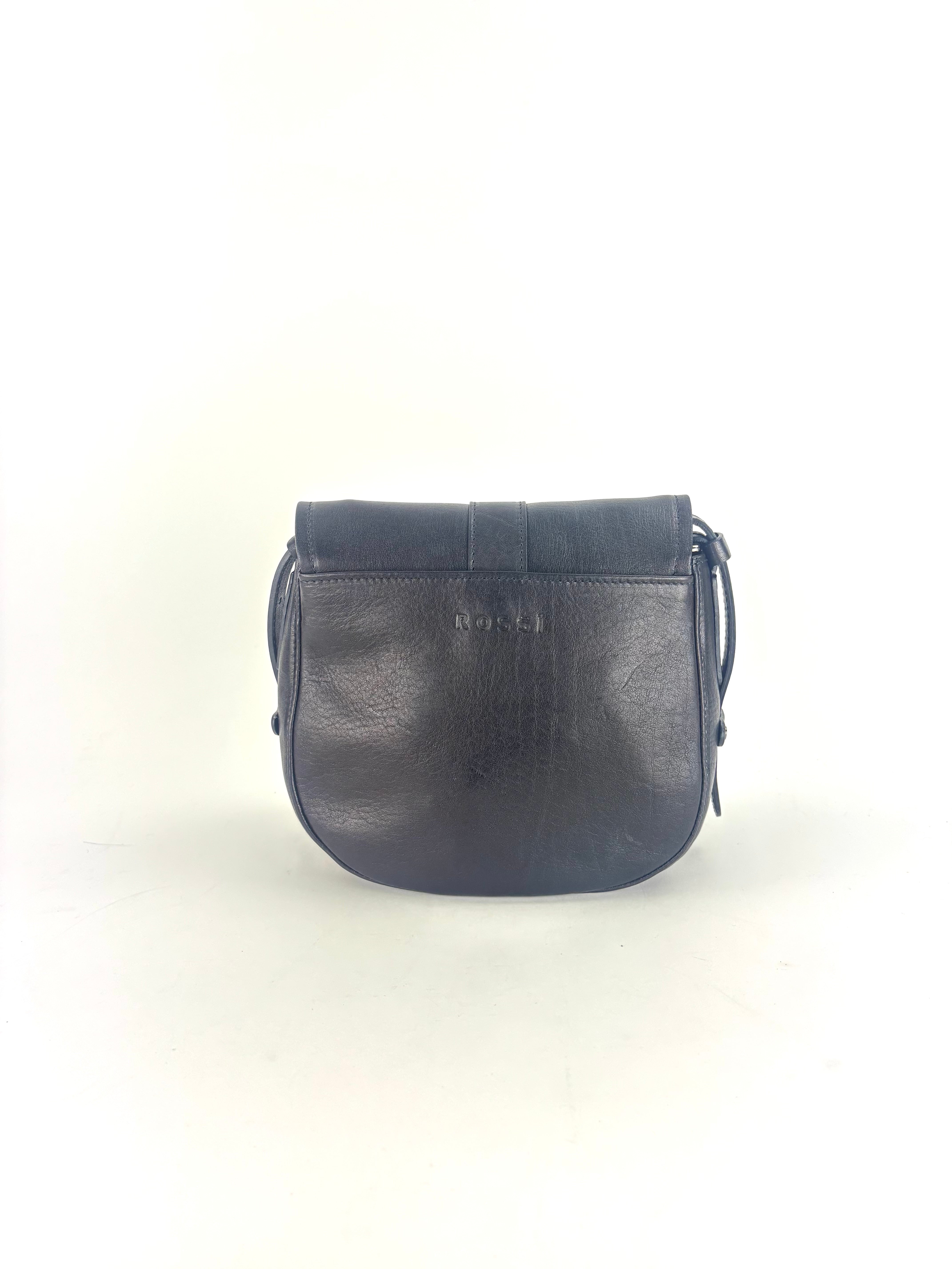 Medium Tuscan Leather Saddle Bag Black - Big Bag NY