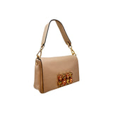 Small Crystal Leather Clutch